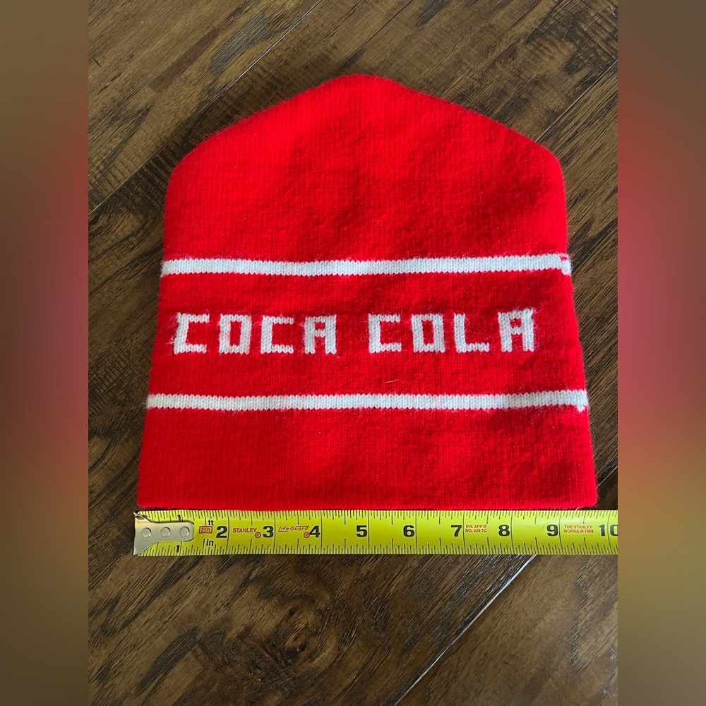 Coca-Cola Red Knit Logo Hat with White Stripes
